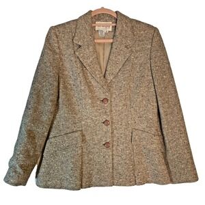 Vintage Roth-Le-Cover Sport Wool Blend Blazer Size 10 Brown Tweed Button-Front